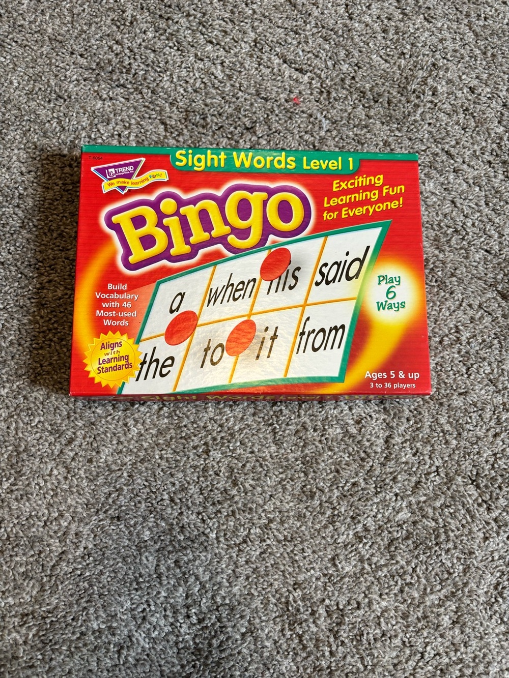 Sight words bingo game
